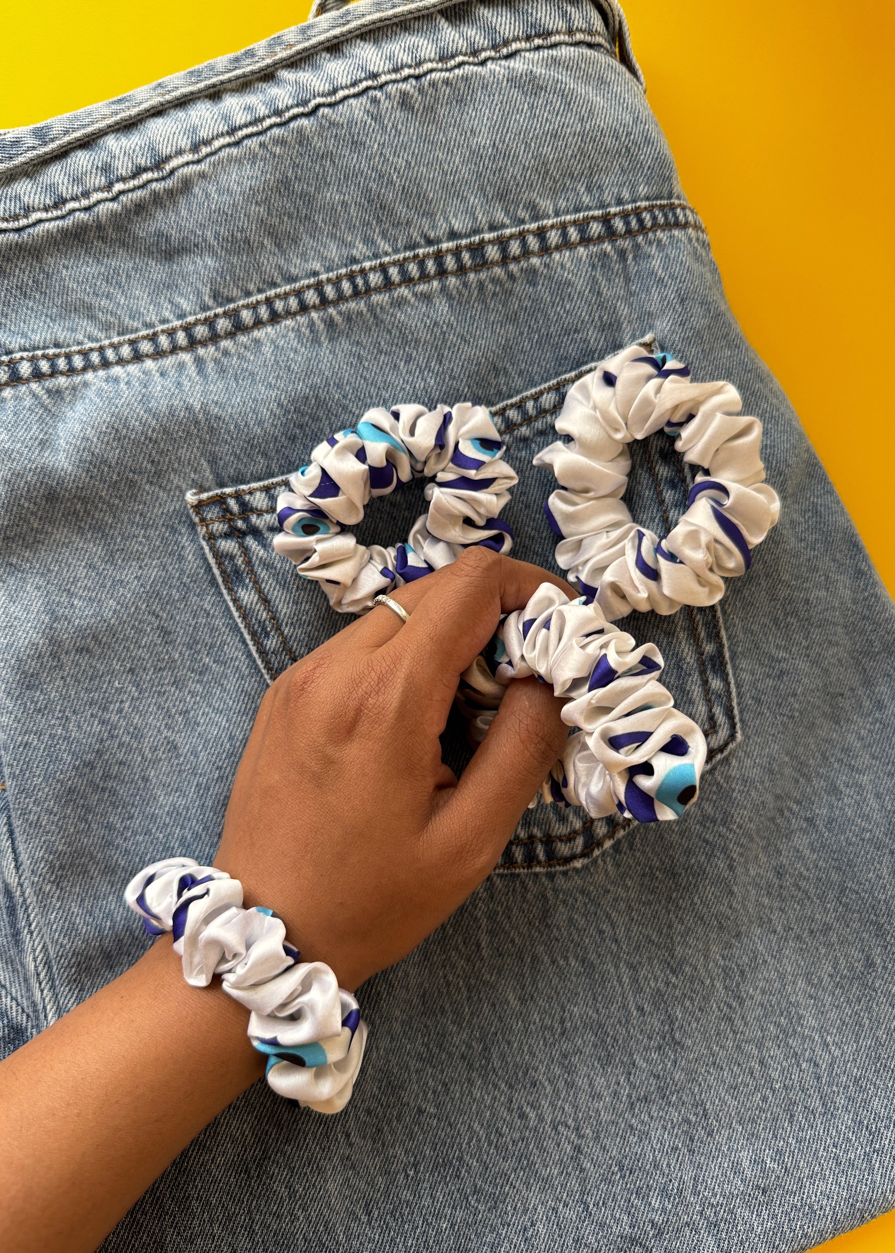 Evil Eye Skinny Premium Satin Scrunchie